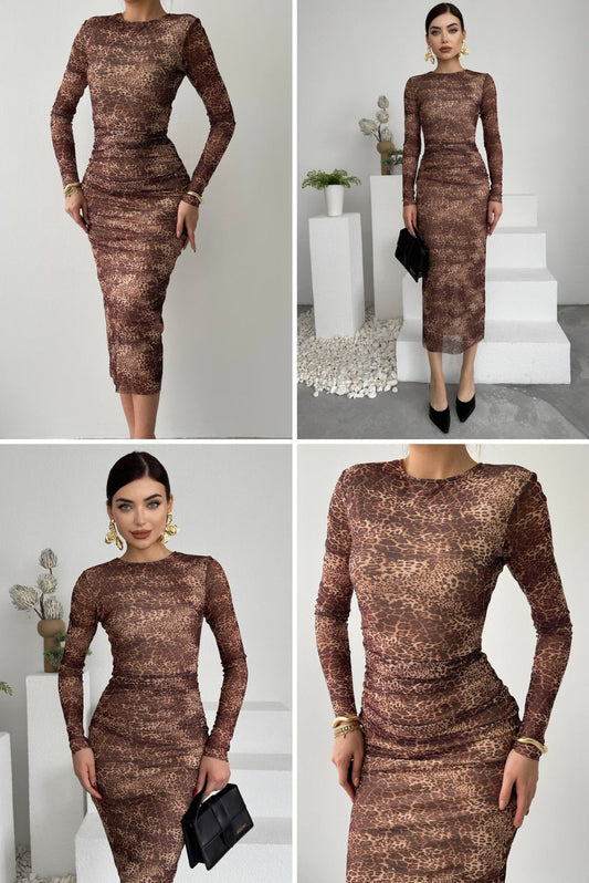 Midikleid mit Leoparden Muster