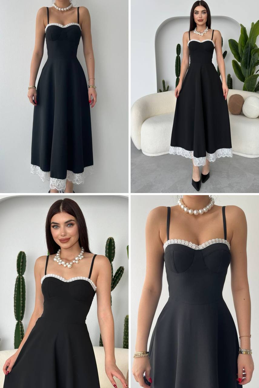 Midikleid mit Spitzen